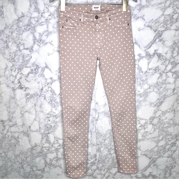 ⭐️ Hudson Polka Dot Nico Skinny Jeans Women’s 27 Taupe White USA Made - Picture 2 of 12